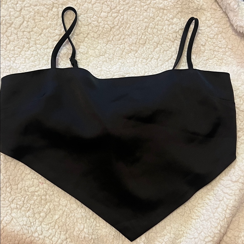 Black Satin Crop Top